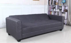 Canapé convertible 3 places Clayton Tissu Gris foncé