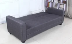 Canapé convertible 3 places Clayton Tissu Gris foncé