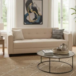 Canapé convertible 3 places Clayton Tissu Beige