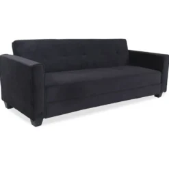 Canapé convertible 3 places Clayton Velours Noir