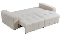 Canapé convertible 3 places Cloudy Tissu bouclette Crème