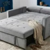 Canapé convertible 2 places Komaria Velours Gris