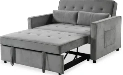 Canapé convertible 2 places Komaria Velours Gris