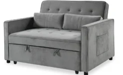 Canapé convertible 2 places Komaria Velours Gris