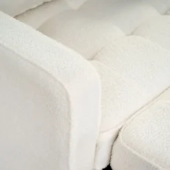Canapé convertible 2 places Komaria Tissu bouclette Crème