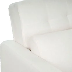 Canapé convertible 2 places Komaria Tissu bouclette Crème