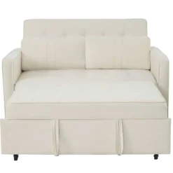 Canapé convertible 2 places Komaria Velours Beige