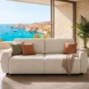 Canapé convertible 3 places Traviata Velours côtelé Beige