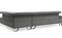 Canapé d'angle avec têtières relevables Quentin Velours Gris Foncé