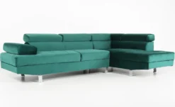 Canapé d'angle avec têtières relevables Alfa Velours Vert