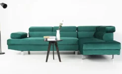 Canapé d'angle avec têtières relevables Alfa Velours Vert