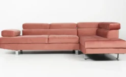 Canapé d'angle avec têtières relevables Alfa Velours Rose