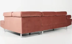 Canapé d'angle avec têtières relevables Alfa Velours Rose
