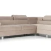 Canapé d'angle avec têtières relevables Alfa Velours Taupe