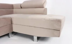 Canapé d'angle avec têtières relevables Alfa Velours Taupe