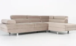 Canapé d'angle avec têtières relevables Alfa Velours Taupe