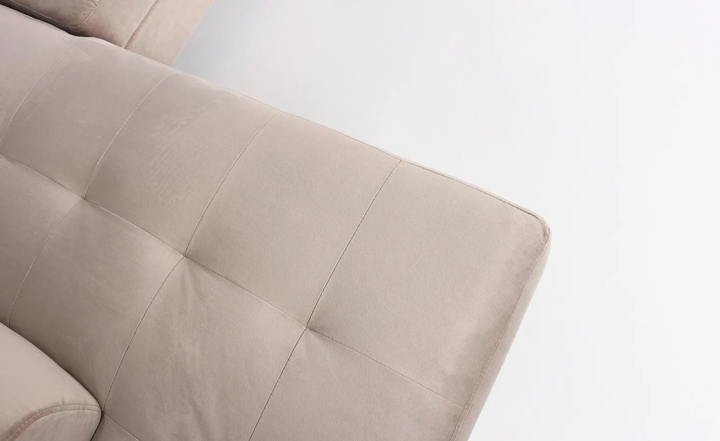 Canapé d'angle avec têtières relevables Alfa Velours Taupe