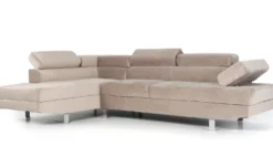 Canapé d'angle avec têtières relevables Alfa Velours Taupe