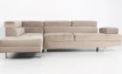 Canapé d'angle avec têtières relevables Alfa Velours Taupe