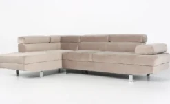Canapé d'angle avec têtières relevables Alfa Velours Taupe