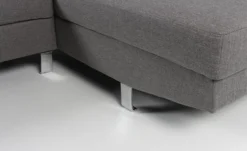 Canapé d'angle avec têtières relevables Alfa Tissu Gris