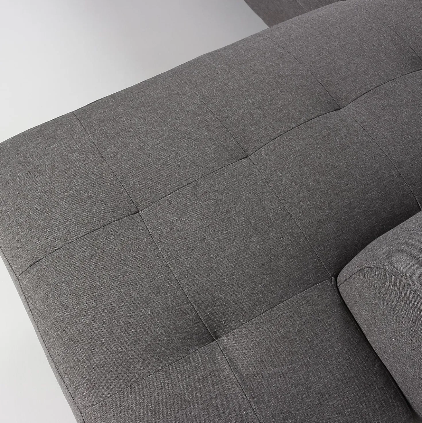 Canapé d'angle avec têtières relevables Alfa Tissu Gris