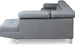 Canapé d'angle avec têtières relevables Alfa Tissu Gris