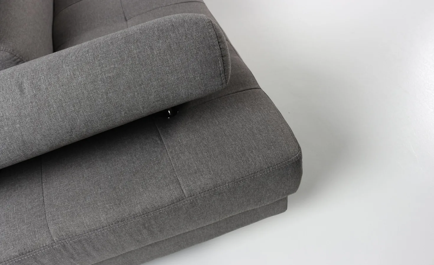 Canapé d'angle avec têtières relevables Alfa Tissu Gris