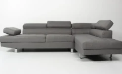 Canapé d'angle avec têtières relevables Alfa Tissu Gris