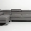 Canapé d'angle avec têtières relevables Alfa Tissu Gris