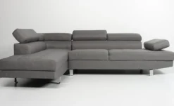 Canapé d'angle avec têtières relevables Alfa Tissu Gris