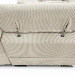 Canapé d'angle convertible Antoni avec têtières relevables angle à droite Velours côtelé Beige