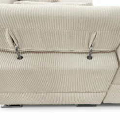 Canapé d'angle convertible Antoni avec têtières relevables angle à gauche Velours côtelé Beige