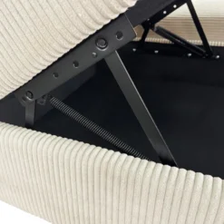 Canapé d'angle convertible Antoni avec têtières relevables angle à gauche Velours côtelé Beige