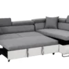 Canapé d'angle convertible Antoni avec têtières relevables angle à droite simili Blanc et tissus Gris clair