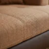 Canapé d'angle convertible Antoni avec têtières relevables angle à droite simili Marron et tissu Marron