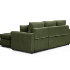 Canapé d’angle convertible avec coffre de rangement réversible Toledo Velours côtelé Vert