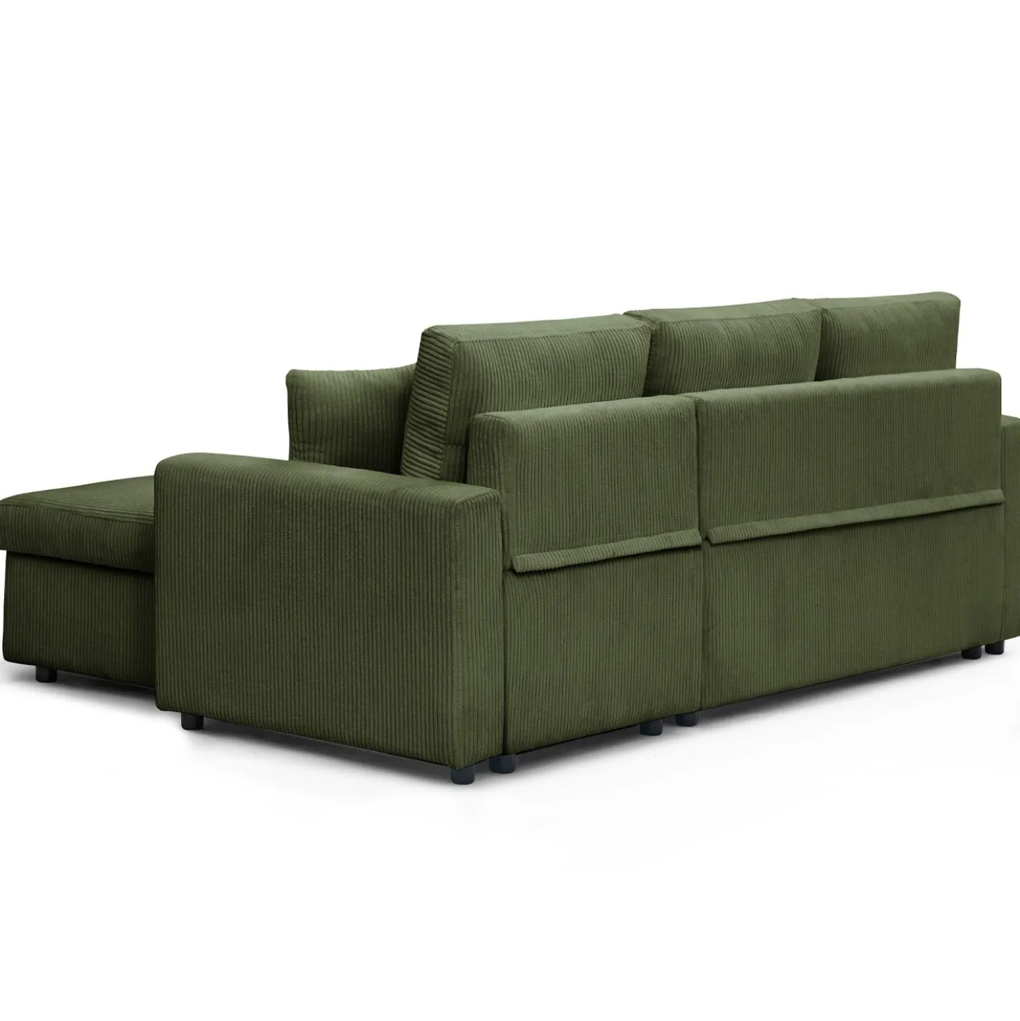 Canapé d’angle convertible avec coffre de rangement réversible Toledo Velours côtelé Vert