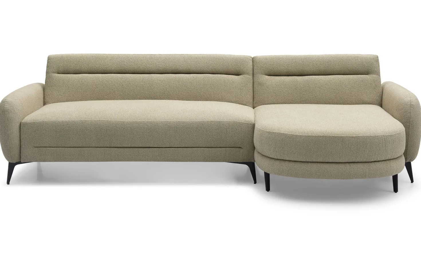 Canapé d'angle convertible avec méridienne arrondie Milord Tissu texturé taupe