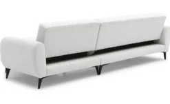 Canapé d'angle convertible avec méridienne arrondie Milord Tissu texturé Crème