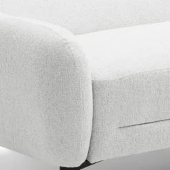 Canapé d'angle convertible avec méridienne arrondie Milord Tissu texturé Crème