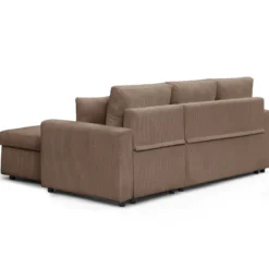 Canapé d’angle convertible avec coffre de rangement réversible Toledo Velours côtelé Taupe