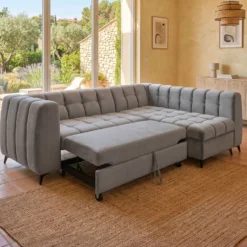 Canapé d'angle convertible Chessy Velours Gris