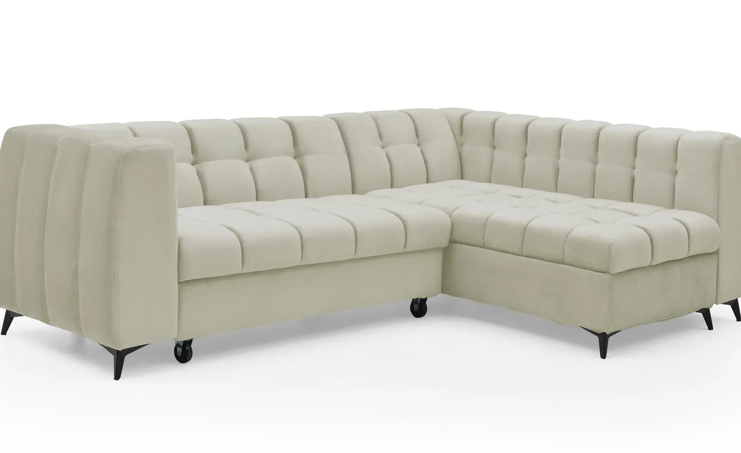 Canapé d'angle convertible Chessy Velours Beige
