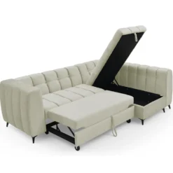 Canapé d'angle convertible Chessy Velours Beige