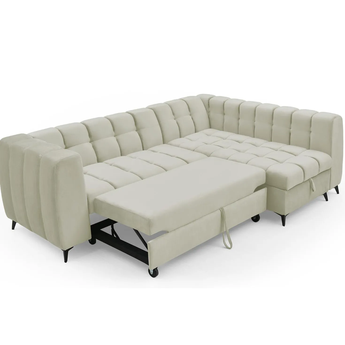 Canapé d'angle convertible Chessy Velours Beige