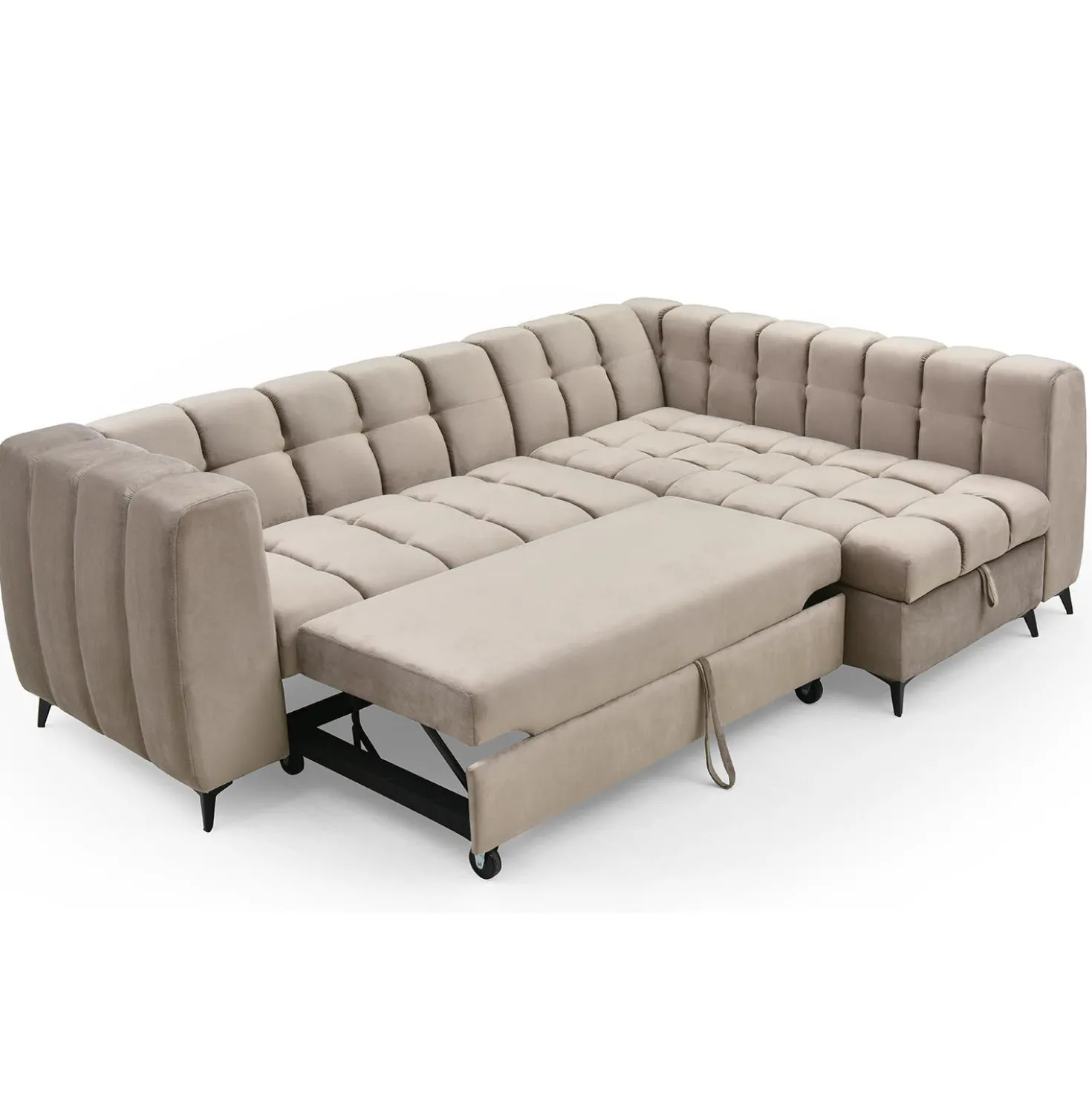 Canapé d'angle convertible Chessy Velours Taupe