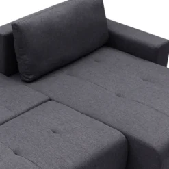 Canapé d'angle convertible élégant Malone Tissu Noir