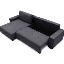 Canapé d'angle convertible élégant Malone Tissu Noir