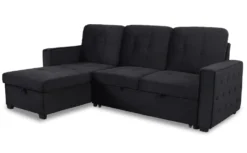 Canapé d'angle convertible moderne Delacroix Velours Noir